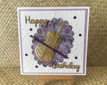 Violin Viola or Cello Birthday Card: Music Theme Design