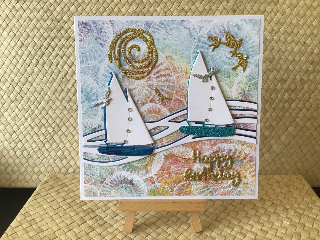 Sailboat Birthday Card Seaside Summer Design Sailing Etsy