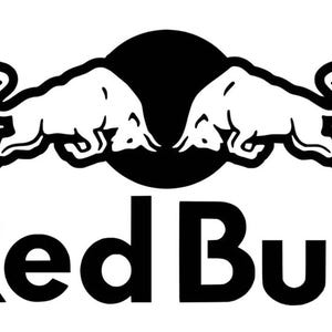 Red Bull Style Vinyl-Aufkleber – wasserfester Outdoor-Rennaufkleber für Autos, LKWs, Laptops, Fenster und Helme – Größen von 5" bis 14"