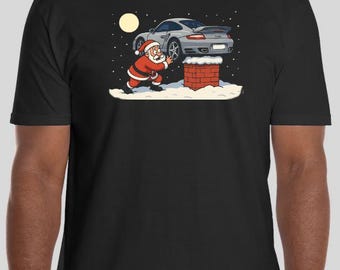 Porsche 911 Christmas T-Shirt | Funny Santa Car Guy Holiday Shirt | Ugly Christmas Sweater Style Tee | Porsche GT3 Turbo Gift for Car Lover