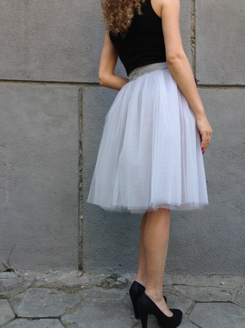 Grey Tea length Tutu Skirt Women Tulle Skirt Princess Skirt | Etsy