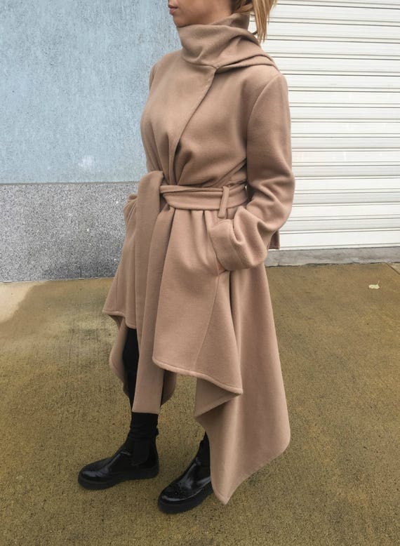 asymmetrical wool coat