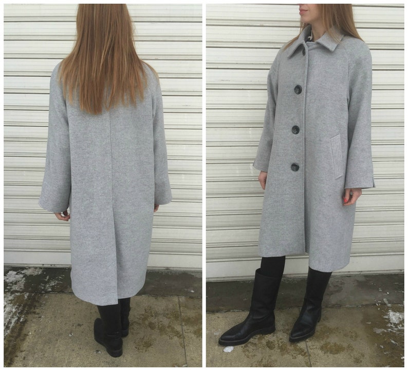 Grey Wool Coat Women Wool Jacket with Pockets Long Sleeve Trench Coat Jacket for Women