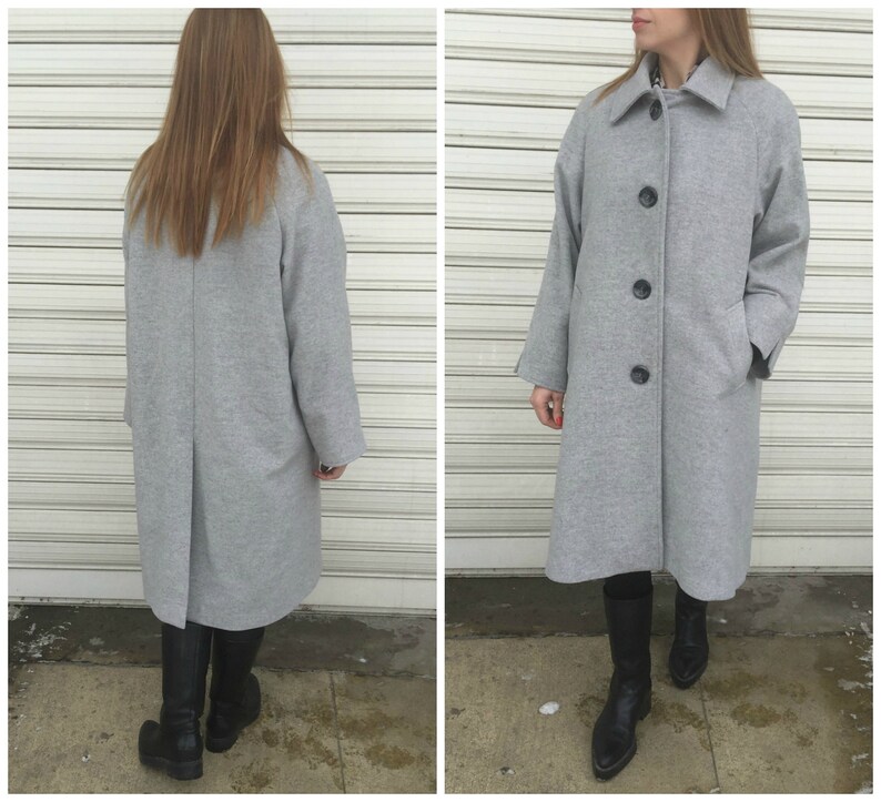 Grey Wool Coat Women Wool Jacket with Pockets Long Sleeve Trench Coat Jacket for Women