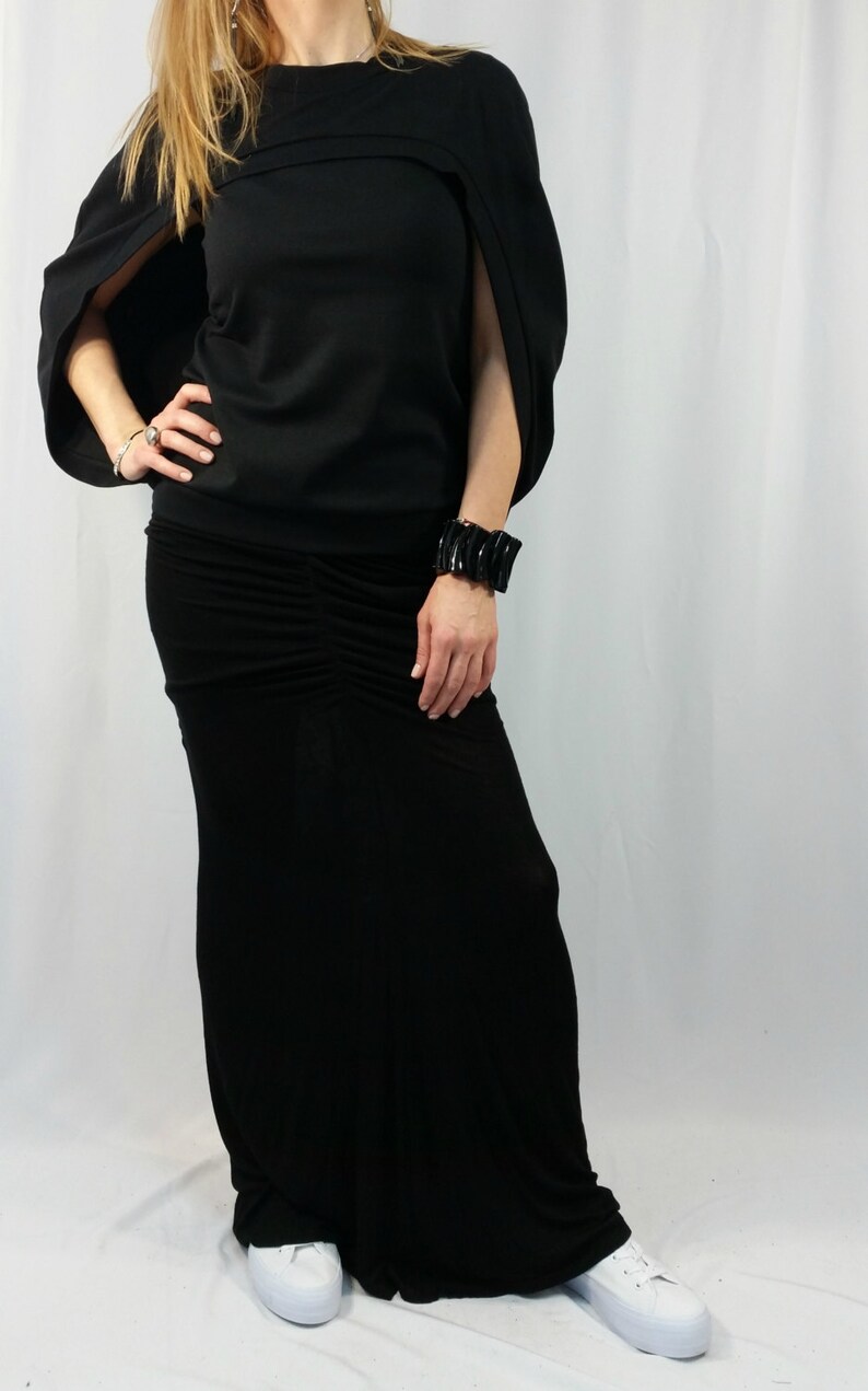Black Extravagant Top Women Tank Top Fashion Casual Top Unique Blouse EXPRESS SHIPPING MD 1003