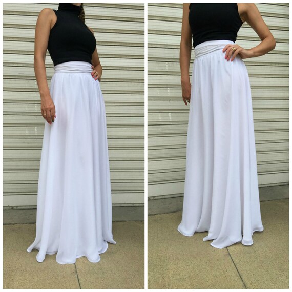 white maxi skirt chiffon