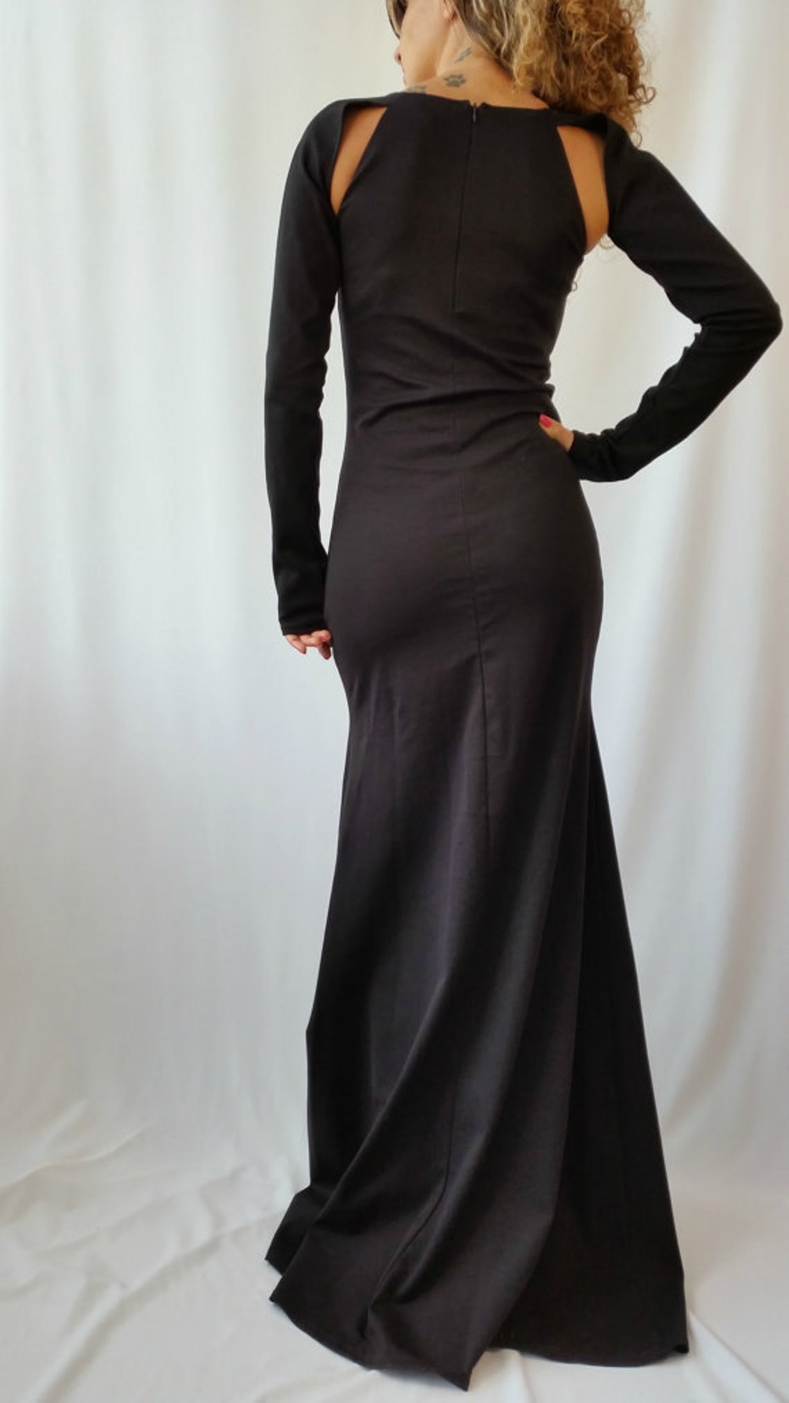 Black Long Sleeve Maxi Dress / Casual Elegant Dress / Evening | Etsy