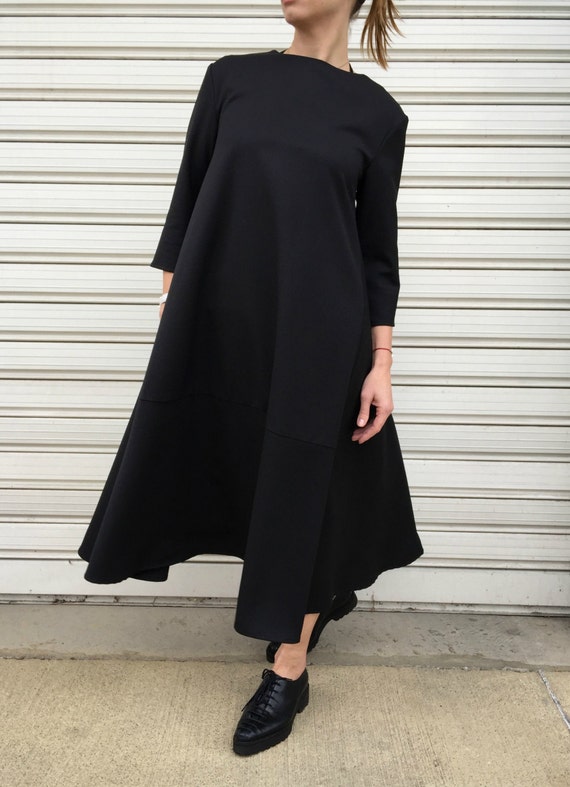 Black Loose Maxi Dress / Loose 3/4 Sleeved Kaftan / Women | Etsy