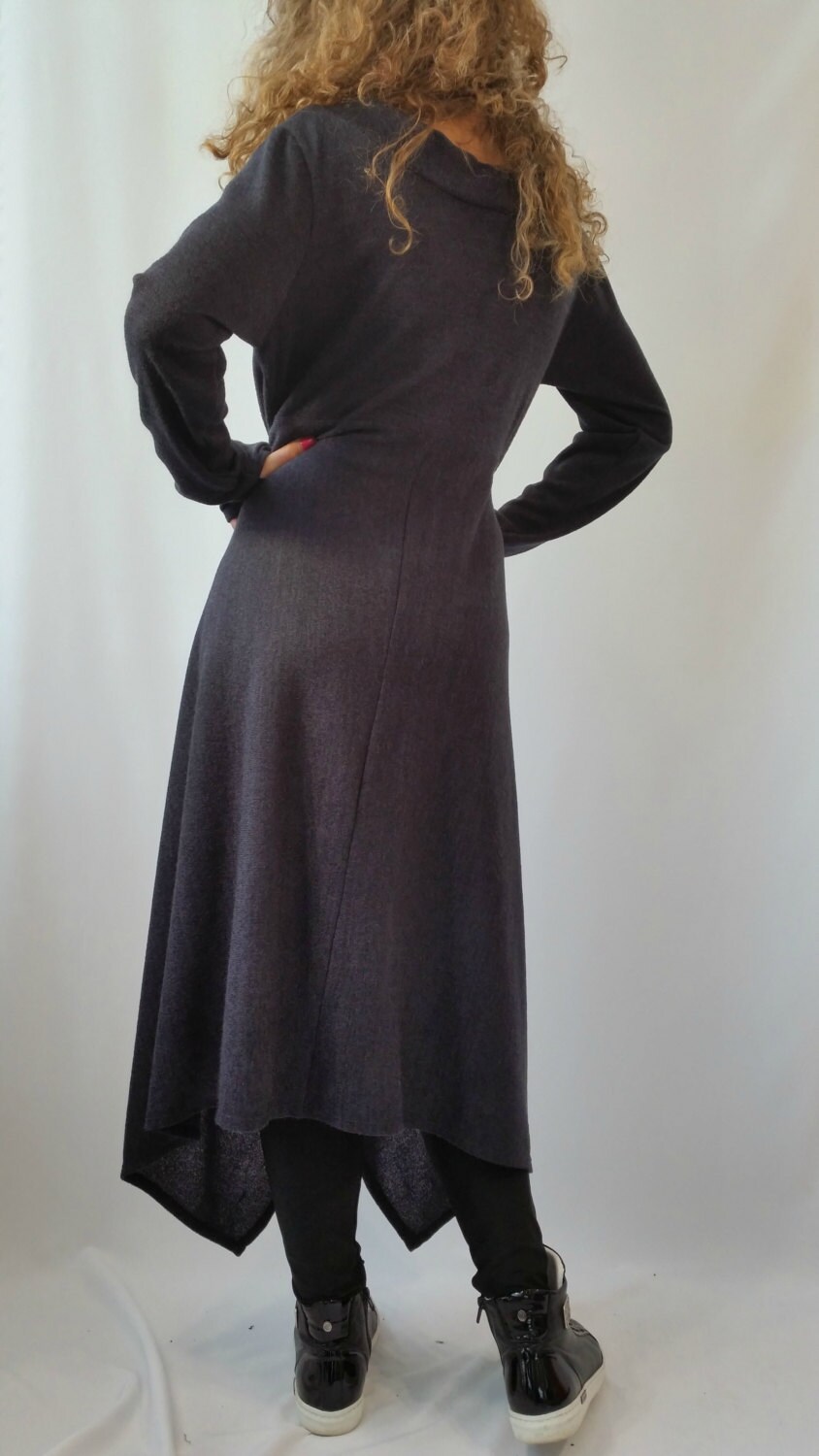 Long Sleeve Sweater Dress / Brown Asymmetrical Sweater Top / | Etsy