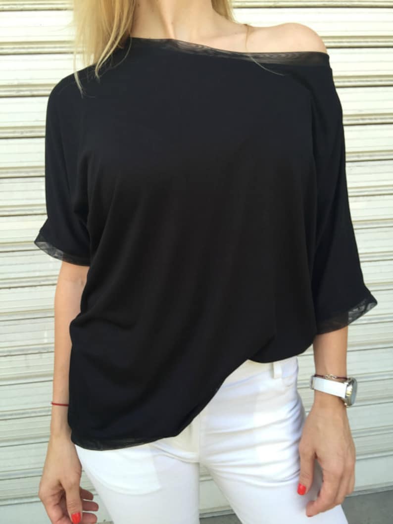 Black Loose Top / Oversize Women Tunic / Loose Shirt / | Etsy