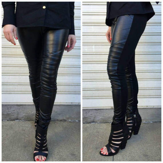 Faux Leather and Knitwear Pants 