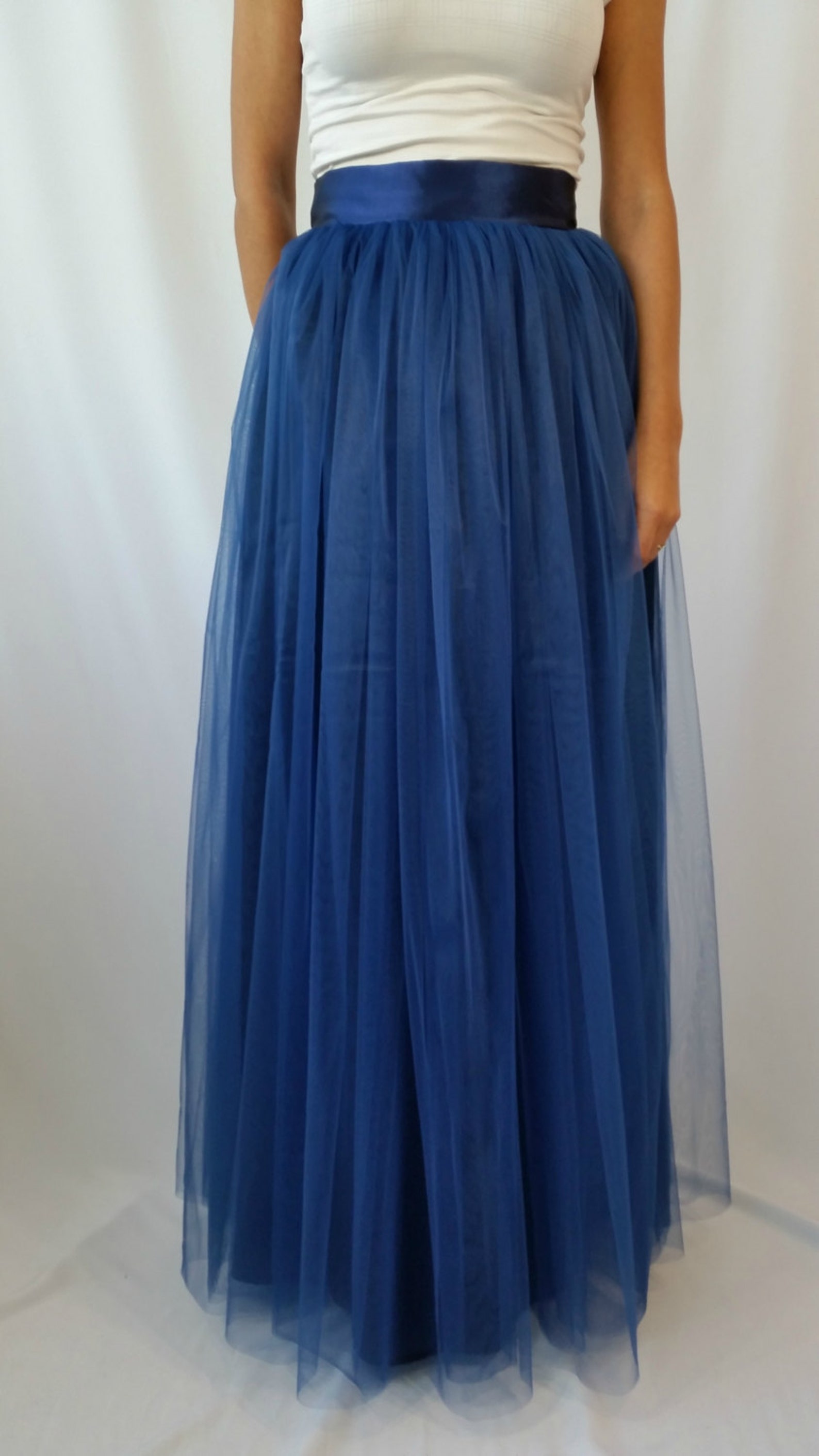 Navy Blue Tulle Skirt Long Women Tutu Skirt Maxi Princess | Etsy