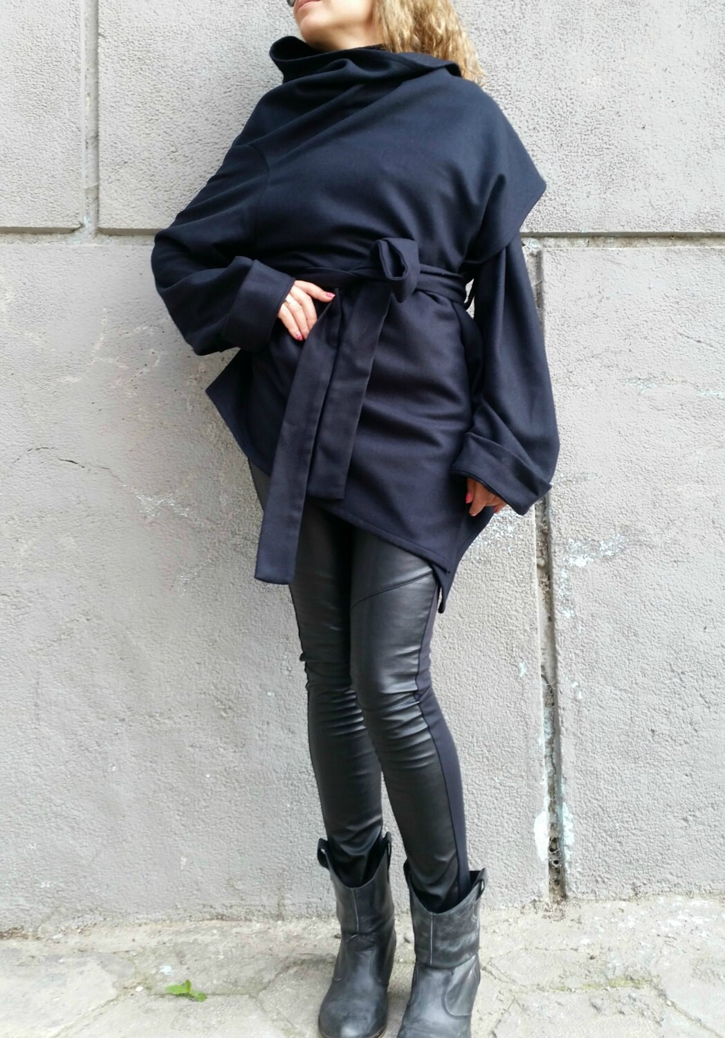 Wool Coat Winter Cape Coat Cashmere Poncho coat Long Sleeve Etsy