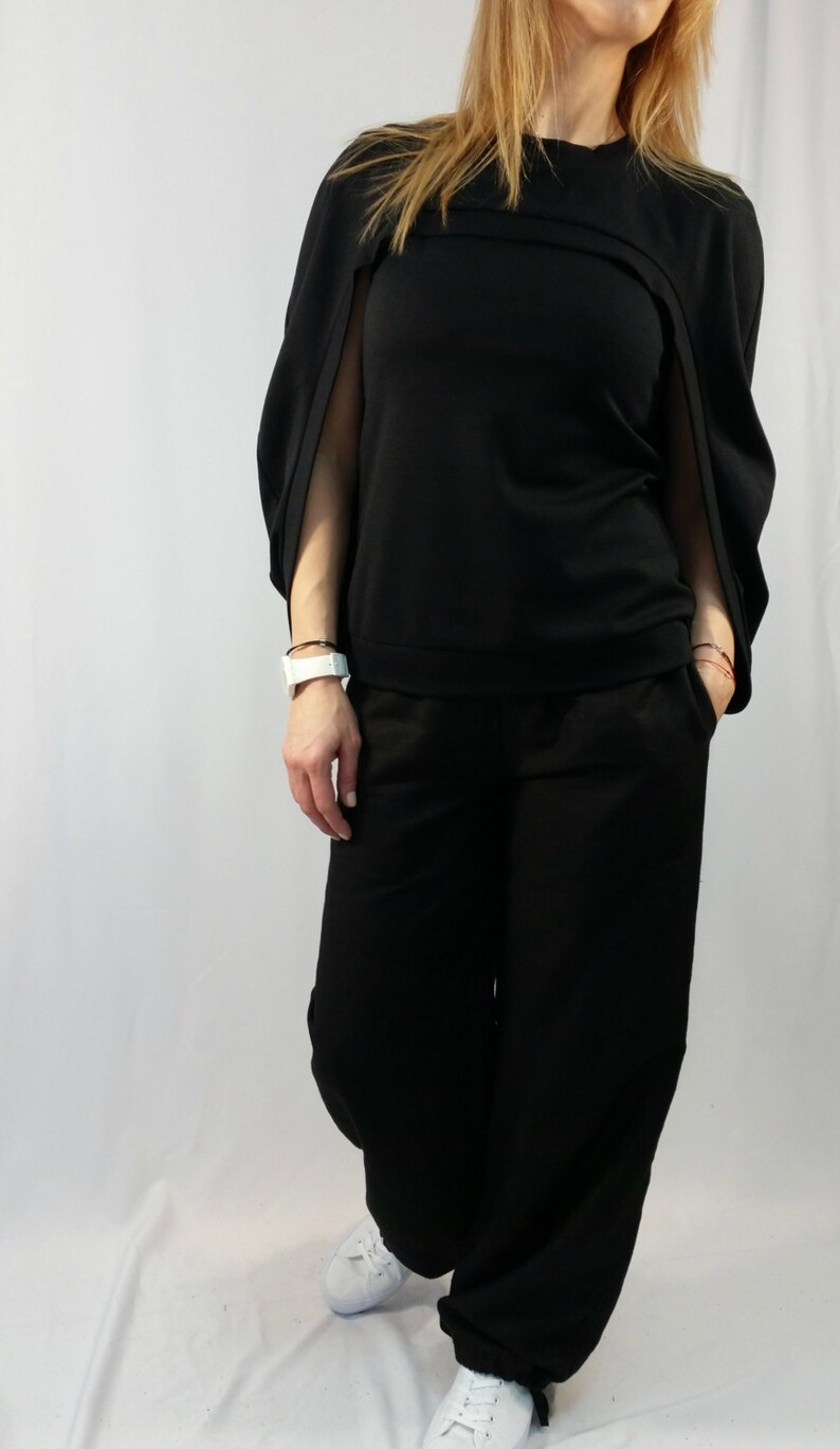 Black Extravagant Top Women Tank Top Fashion Casual Top Unique Blouse EXPRESS SHIPPING MD 1003