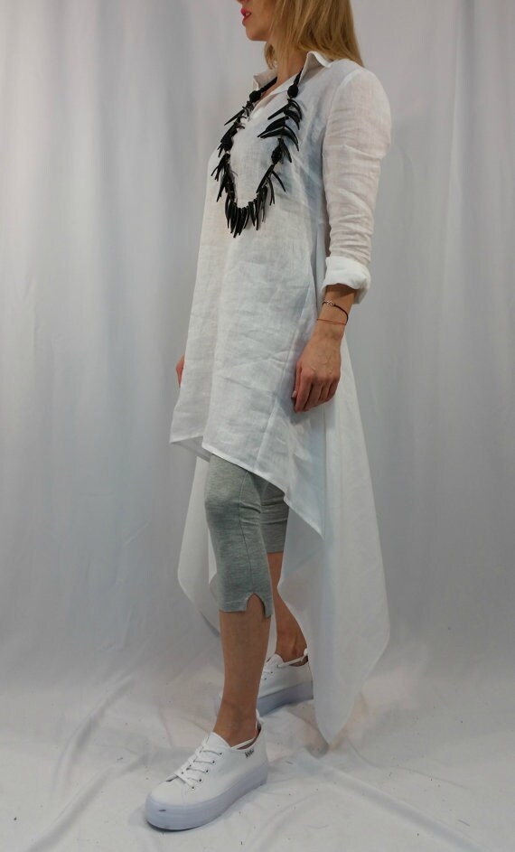 Oversize White Caftan / Linen Tunic Dress/ Maxi Summer Dress / - Etsy