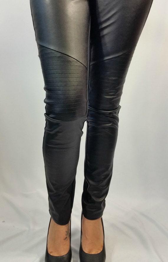 faux leather stretch pants