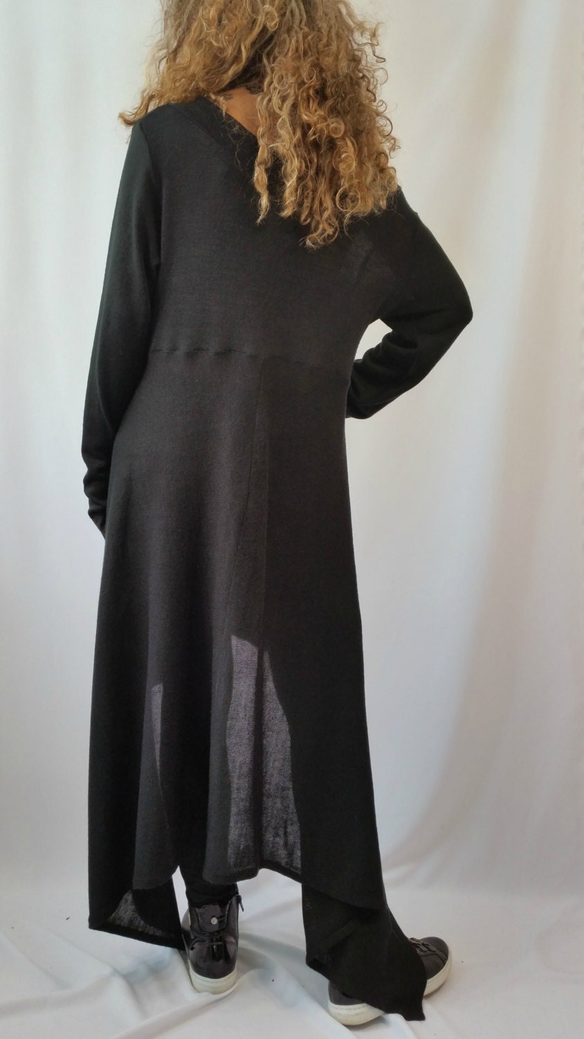 Black Asymmetrical Sweater Top / Oversize Sweater Dress / Long | Etsy