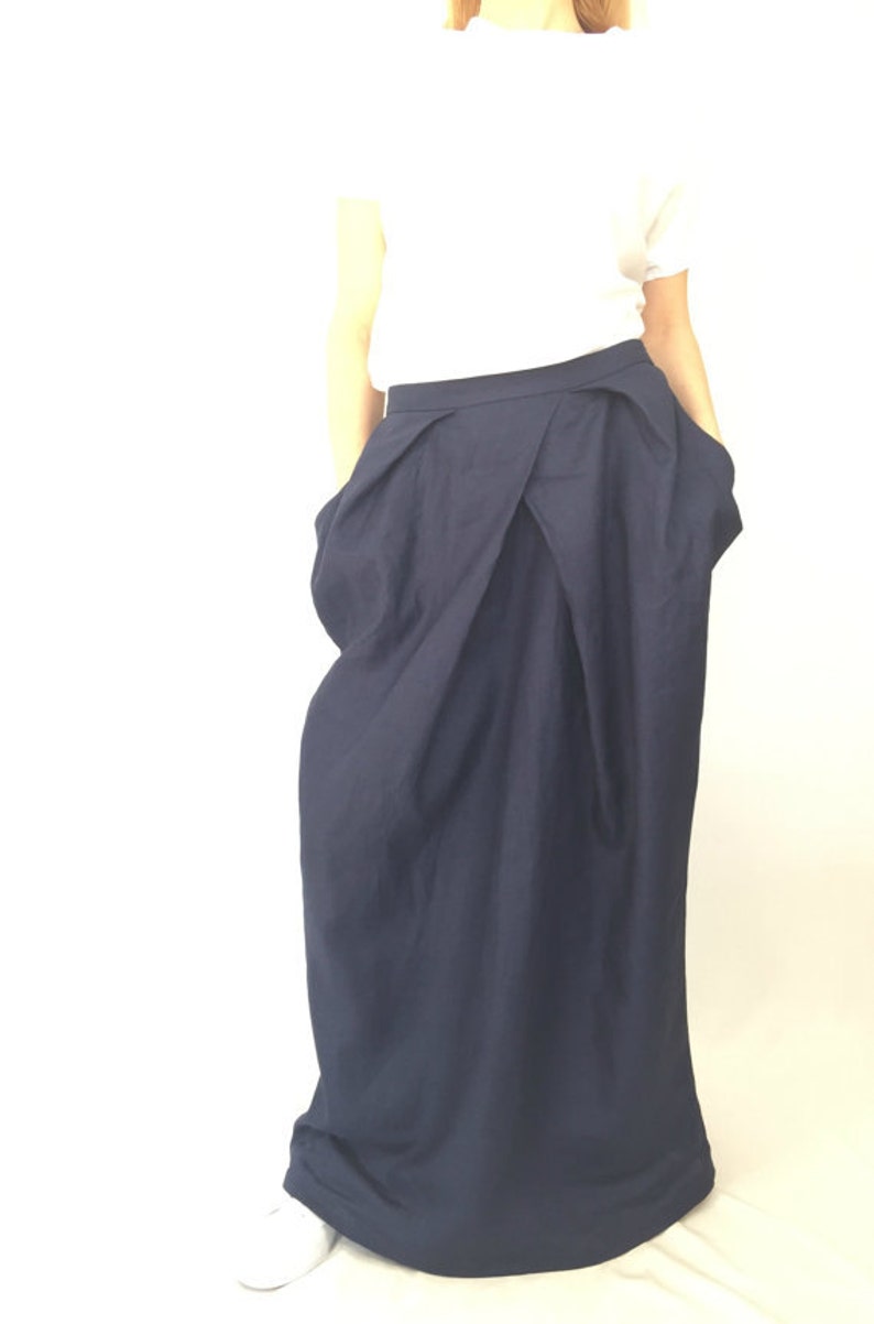 Women Linen Skirt / Navy Long Loose Linen Skirt / Oversize | Etsy