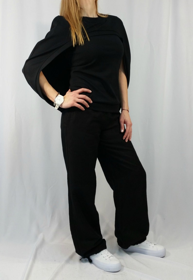 Black Extravagant Top Women Tank Top Fashion Casual Top Unique Blouse EXPRESS SHIPPING MD 1003