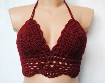 Crochet top, halter top, top bra, beach crochet top, festival top, hippie top