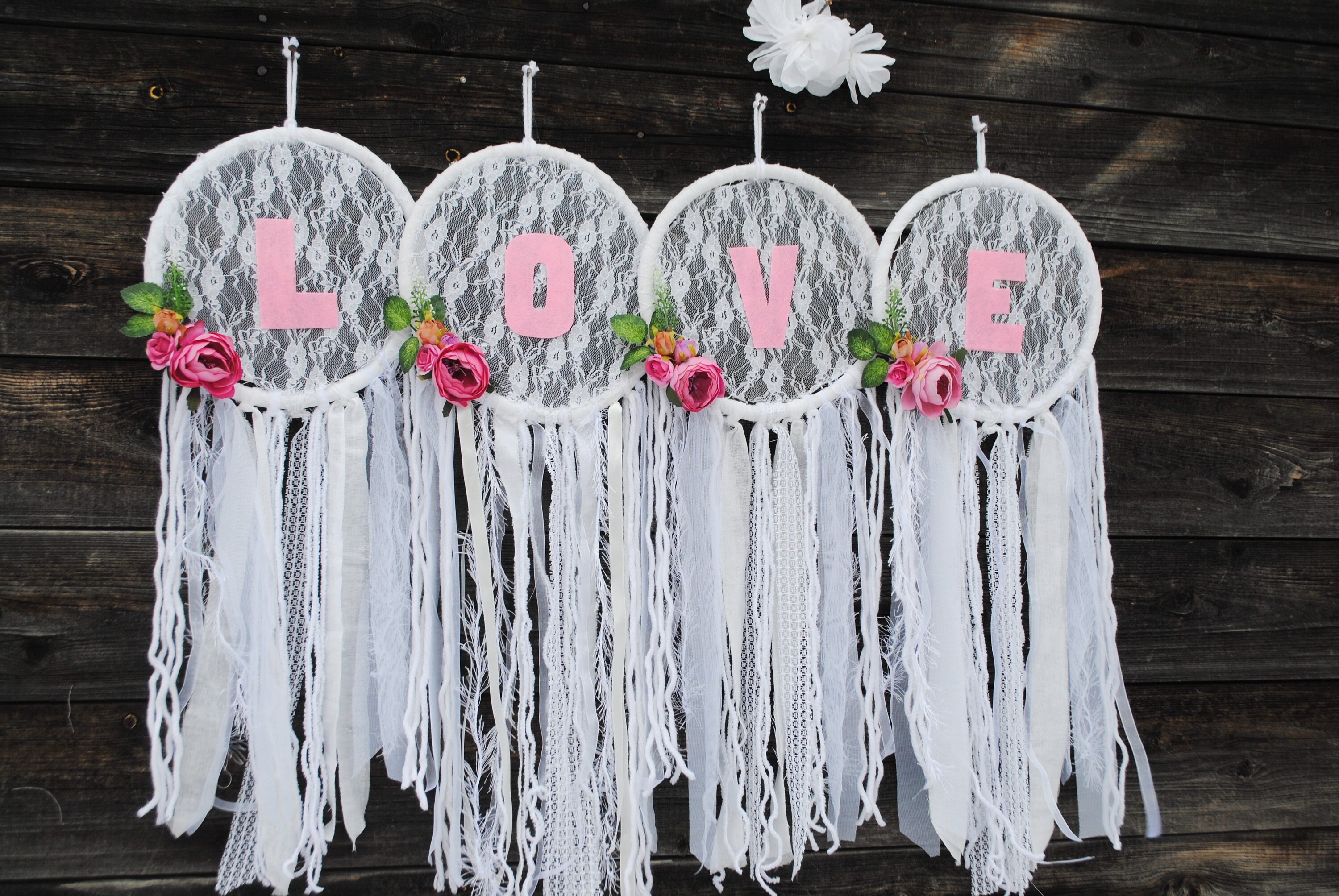 4 pcs Lace Wedding dream catchers Dreamcatcher Set Wedding Etsy