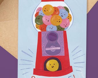 Surprise! Retro Gumball Machine – A6 Card