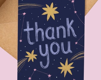 Galaxy Thank You Card: Sci-Fi Starry Greetings