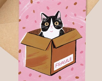 Tuxedo Cat in Box Card | Unique Birthday Anniversary Card