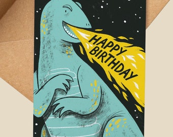 Godzilla Birthday Card: Geeky Sci-Fi Monster Movie Greetings Card