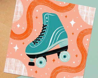 Roller Skate Birthday Card: Vintage-Inspired Greetings Card