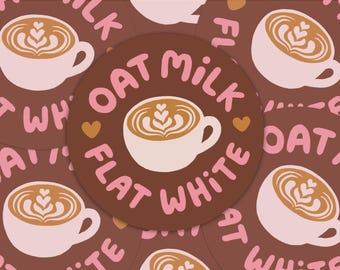 Oat Milk Flat White – Sustainable Recycled Paper Sticker