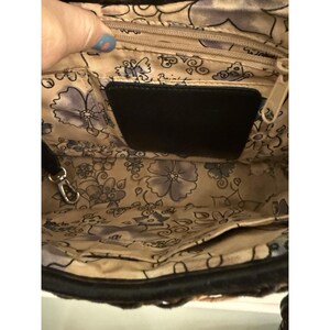 Brighton Woven W/Black Leather Trim Purse Braided Handles Heart Charm Bild 6