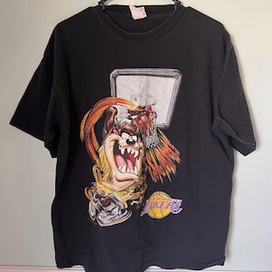Rare Vintage Lakers TAZ Bugs Daffy T Shirt Mens Warner Bros NBA RARE Large