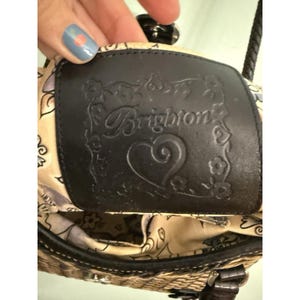 Brighton Woven W/Black Leather Trim Purse Braided Handles Heart Charm Bild 8