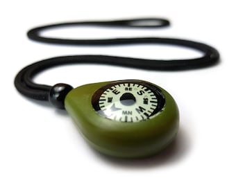 CMP-20 Compass Necklace - Rugged, reliable navigation aid. Precision luminous dial. Hiking, camping, survival, maps, scouts, DofE. UK-made.