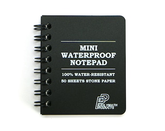 Mini Waterproof Notepad – 100% water-resistant stone paper notebook. Ultra-compact size (2.5 x 3 inches). All weather sketch list note pad.