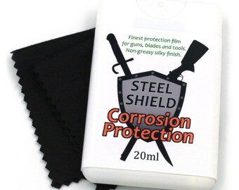 Steel Shield – Finest corrosion protection for guns, blades and tools. Long-lasting rust inhibitor with non-greasy, silky finish. UK-made.