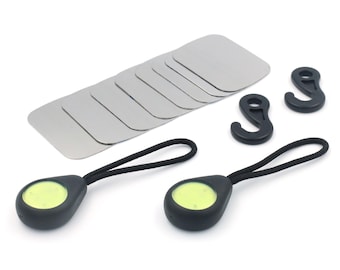 MagLoop Glow-in-the-Dark - High-strength N52 neodymium utility magnets. Easy lift-off design w/ cord loops & tool hooks. Two pack. UK-made.