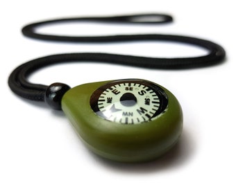 CMP-20 Compass Necklace. Rugged, reliable navigation aid. Precision luminous dial. Hiking, camping, survival, maps, scouts, DofE. UK-made.