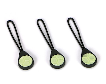 Glo Zip Reflect - Glow-in-the-dark reflective zipper pulls. For camping, hiking, EDC, kit markers, visibility, school coats & bags. UK-Made.