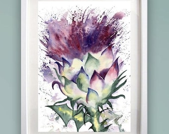 SCOTTISH THISTLE A4 or A3 print - Art print of original Scottish watercolour painting