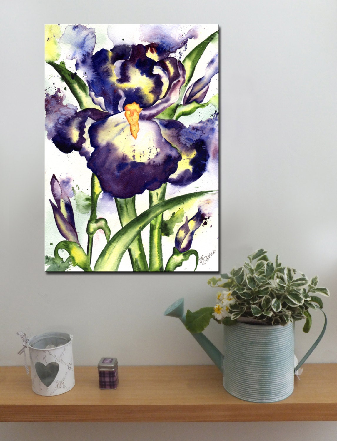 IRIS SPLASH Art Canvas Print of Original Watercolour Painting - Etsy