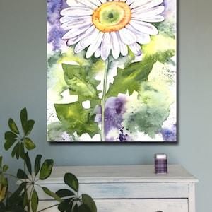 Stampa in tela DAISY di pittura originale, opera d&#39;arte, arte murale, immagine, fiore