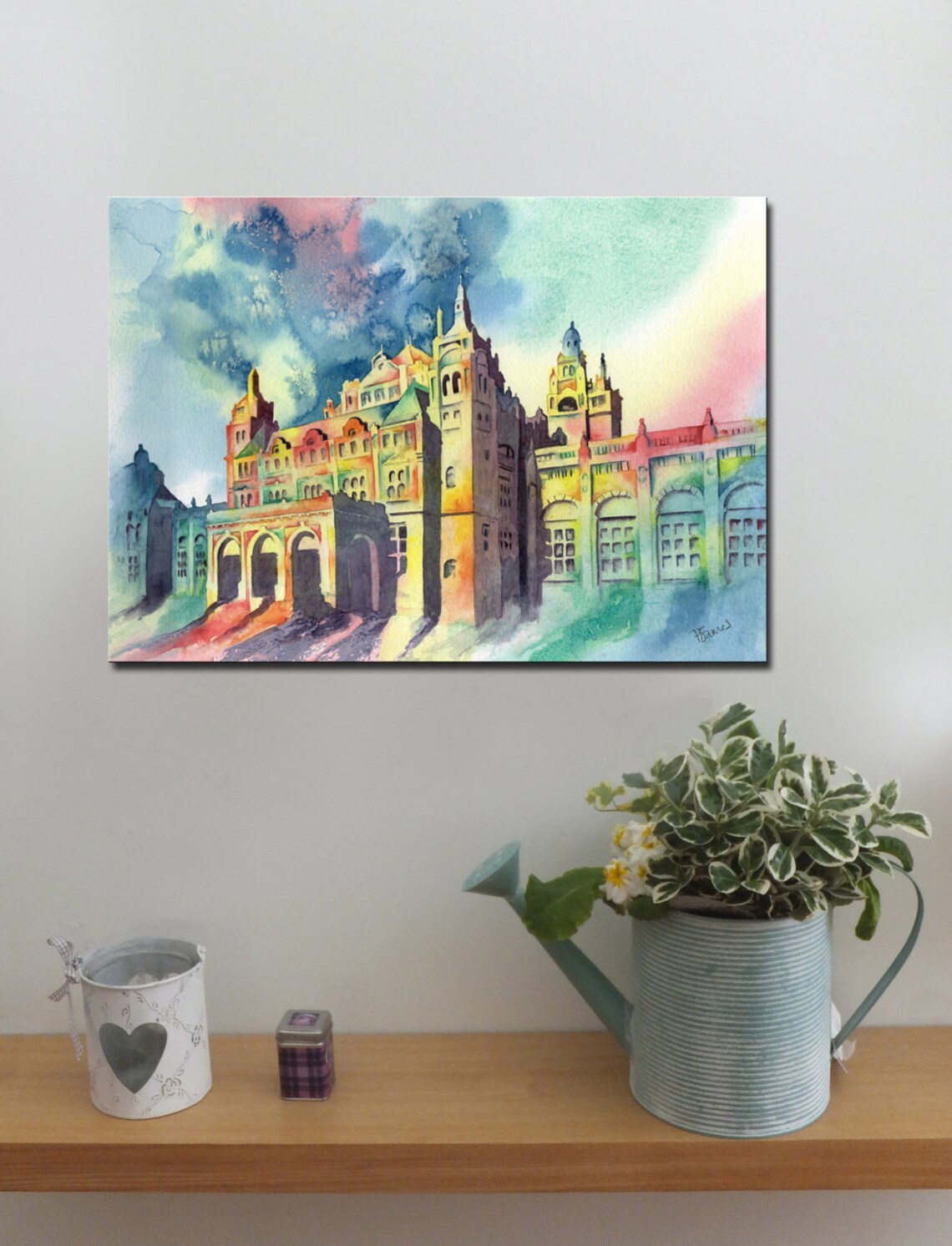 KELVINGROVE GLASGOW SCOTLAND Art Canvas Print of Original Watercolour Painting Scottish Heritage