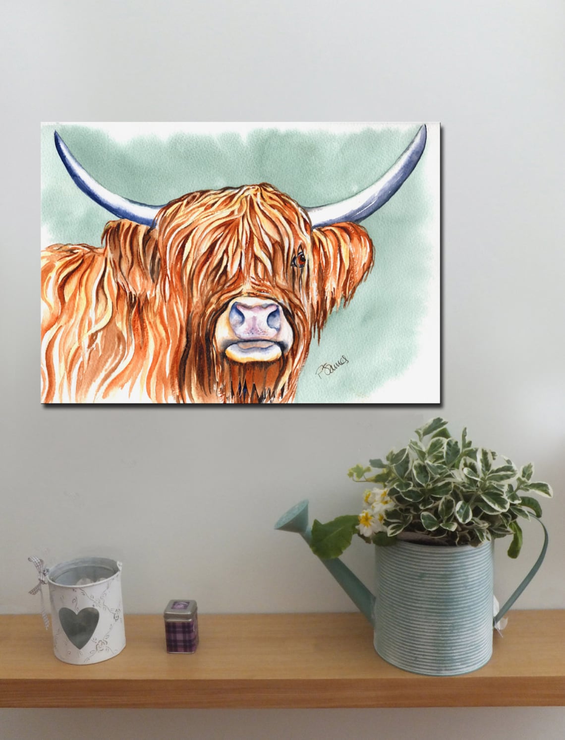 HIGHLAND COW Scotland Art Canvas Print of Original Watercolour Etsy