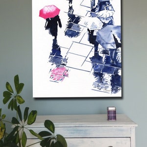 PINK BROLLY and REFLECTIONS art canvas of original painting artwork wall art picture