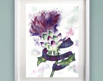 THISTLE and HERITAGE of SCOTLAND A4 or A3 Print - Art print of original Scottish watercolour painting - Scotland clan