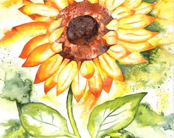 SUNFLOWER SPLASH impresión de arte de la pintura original de la pared de la imagen de arte