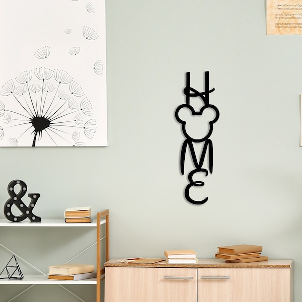 Wood Home Mickey Silhouette Sign, Mickey Cutout Home Sign, Disney Wall Decor, Entry Way Decor, Realtor Gift, Housewarming Gift