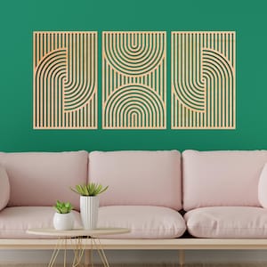3D Wall Wood Decorative Panels - Mid Century Minimalist Wall Decor -  Modular Wall Panels Screen
